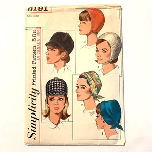 Simplicity Vintage 1960's Pattern #6191 Set of Women's Hats